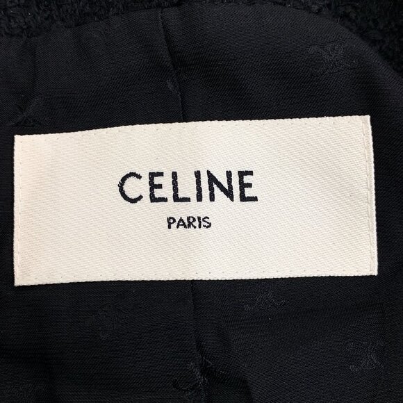 Celine Black Tweed Jacket With Gold Buttons French Size 38 Long Sleeves Structur - Picture 7 of 7